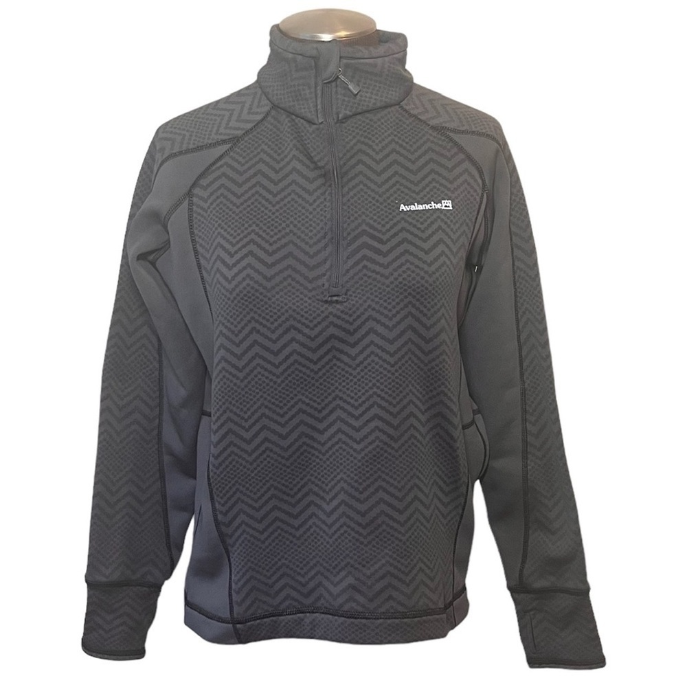 Women's Avalanche Gray Chevron Activewear Quarter Zip Pullover Sweater Sz L